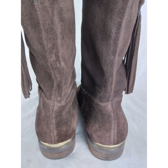 Michael Kors Rhea Brown Suede Mid Calf Boots Fringe Pull On Womens size 7.5 M - Picture 11 of 15